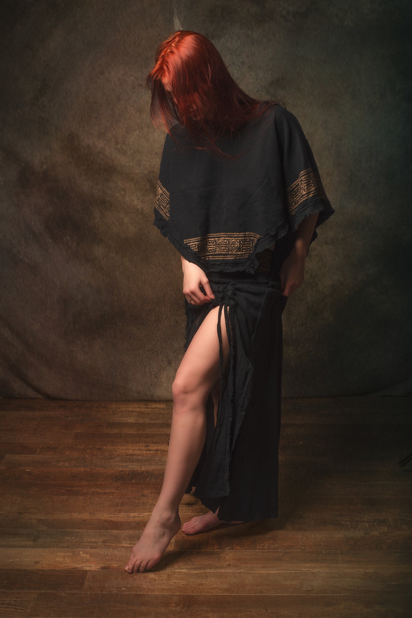 KURA Mini Poncho Top Natural Cotton Block Printed Tribal Patterns Shirt Festival Ceremony Fairy Boho AJJAYA