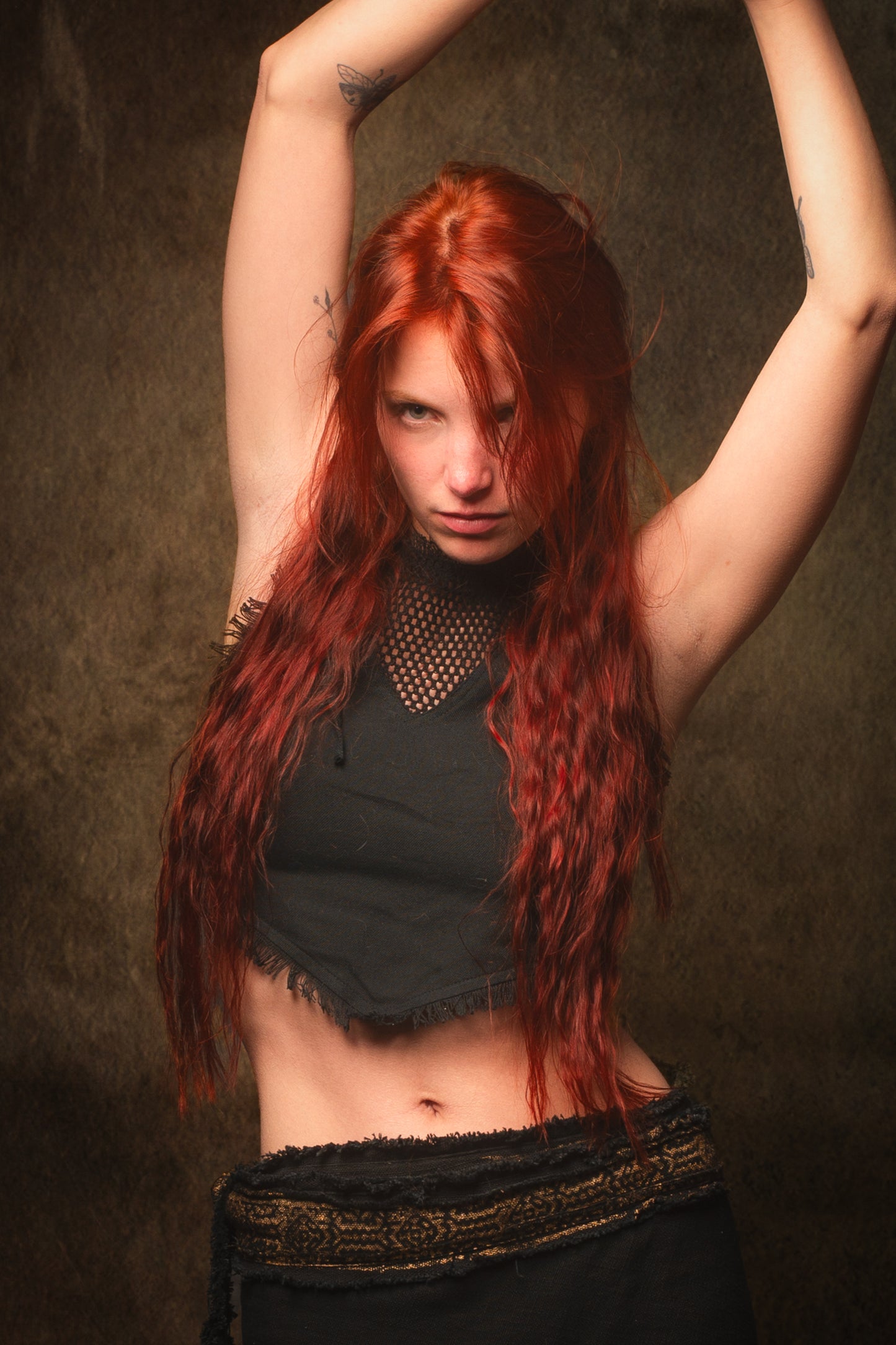 NADYA Crop Top Black Open Back Sleeveless Natural Cotton Tank Shirt Festival Ceremony Tribal Fairy Boho AJJAYA