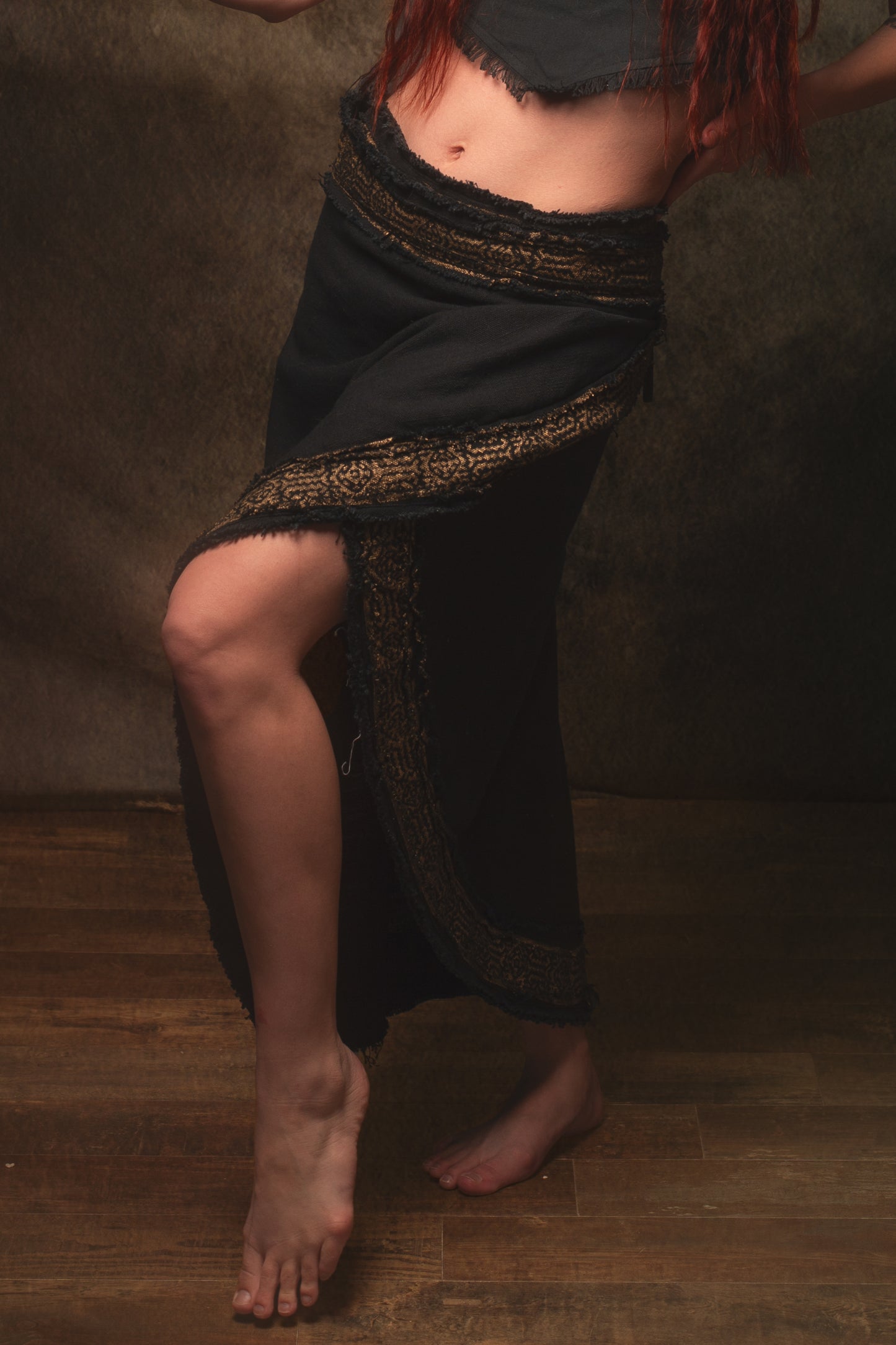 NYRA Wrap Skirt Black Handmade Natural Cotton Block Printed Tribal Patterns Natural Dyed Fairy Gypsy Boho Festival Ceremony Ritual AJJAYA