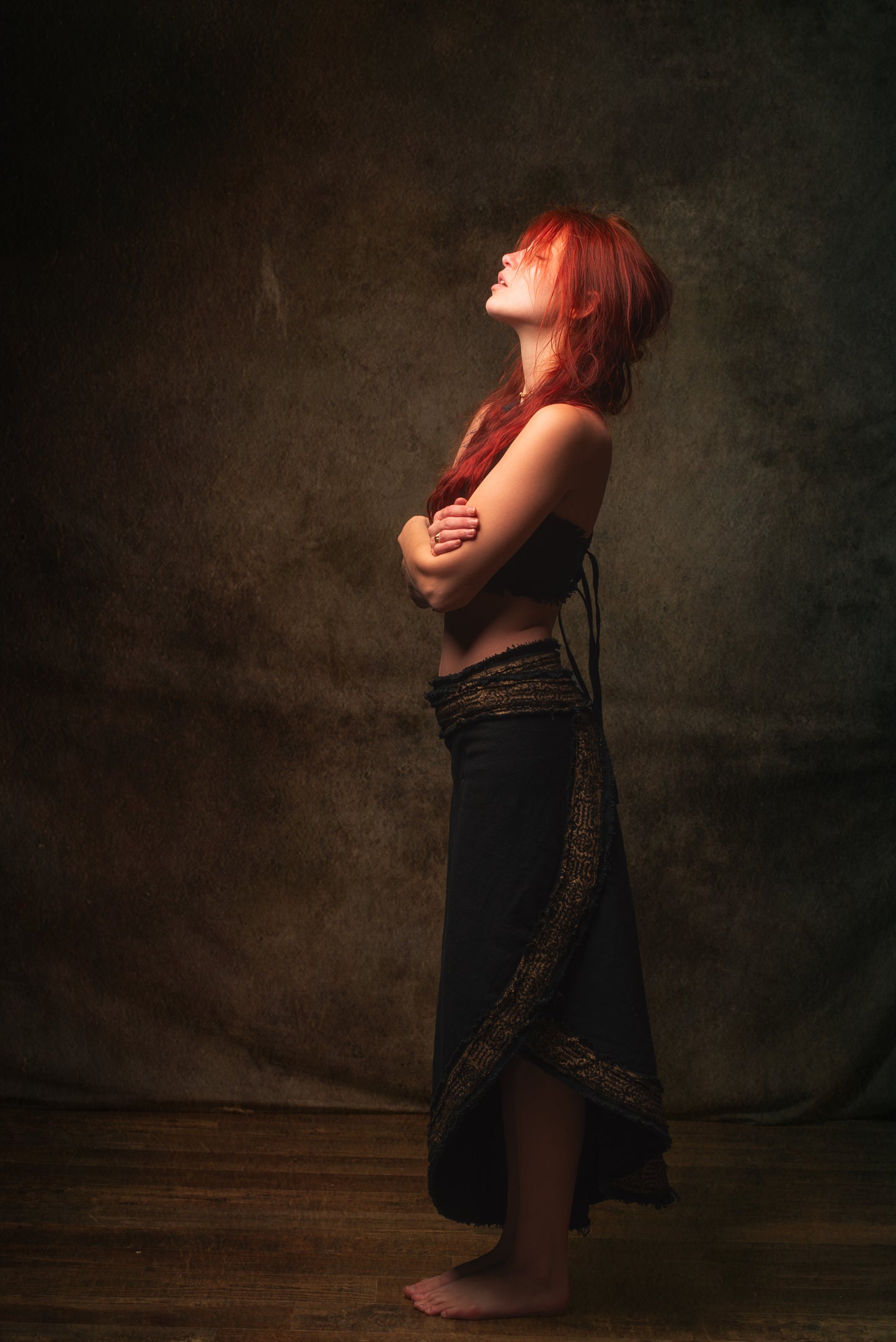 NYRA Wrap Skirt Black Handmade Natural Cotton Block Printed Tribal Patterns Natural Dyed Fairy Gypsy Boho Festival Ceremony Ritual AJJAYA