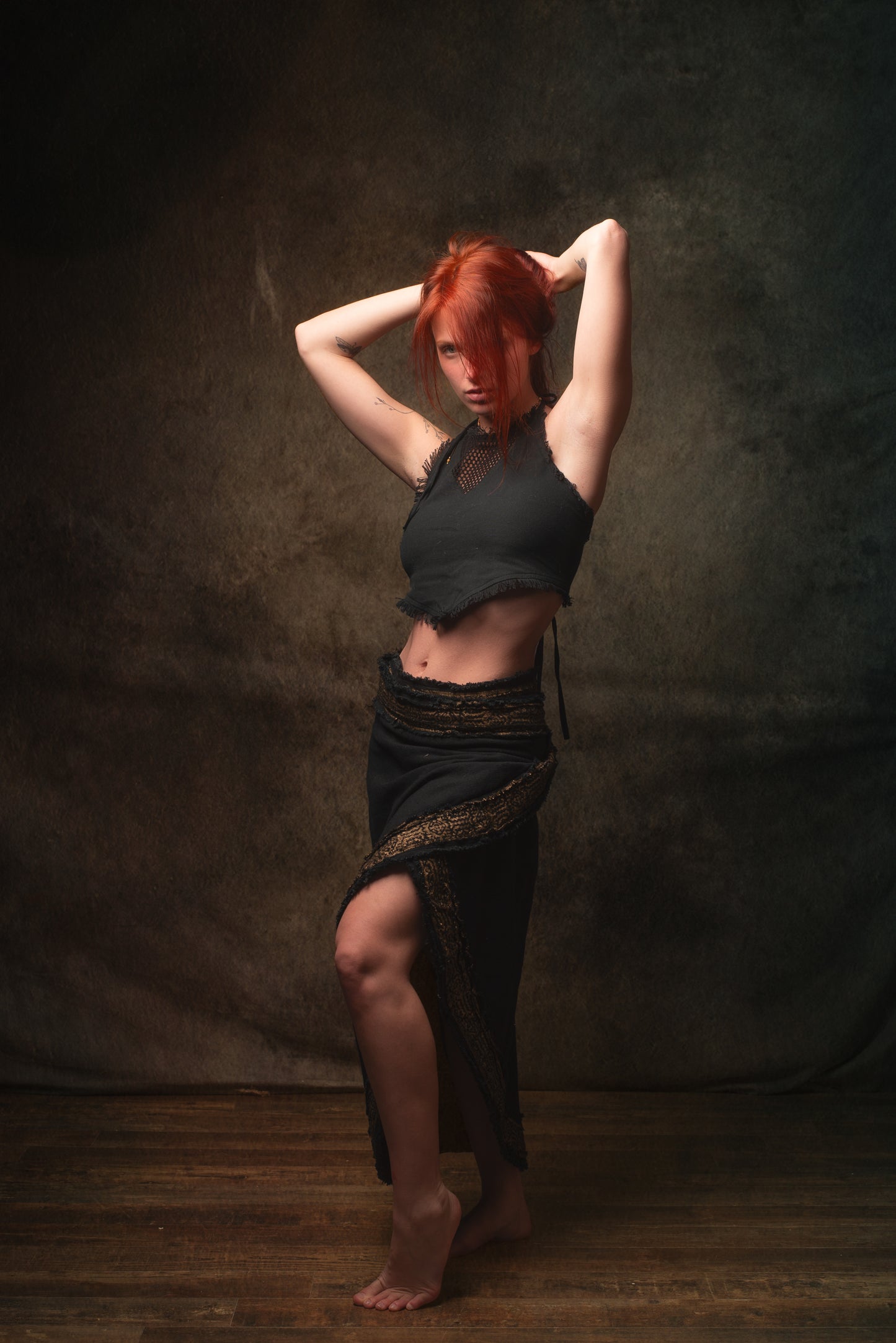 NYRA Wrap Skirt Black Handmade Natural Cotton Block Printed Tribal Patterns Natural Dyed Fairy Gypsy Boho Festival Ceremony Ritual AJJAYA