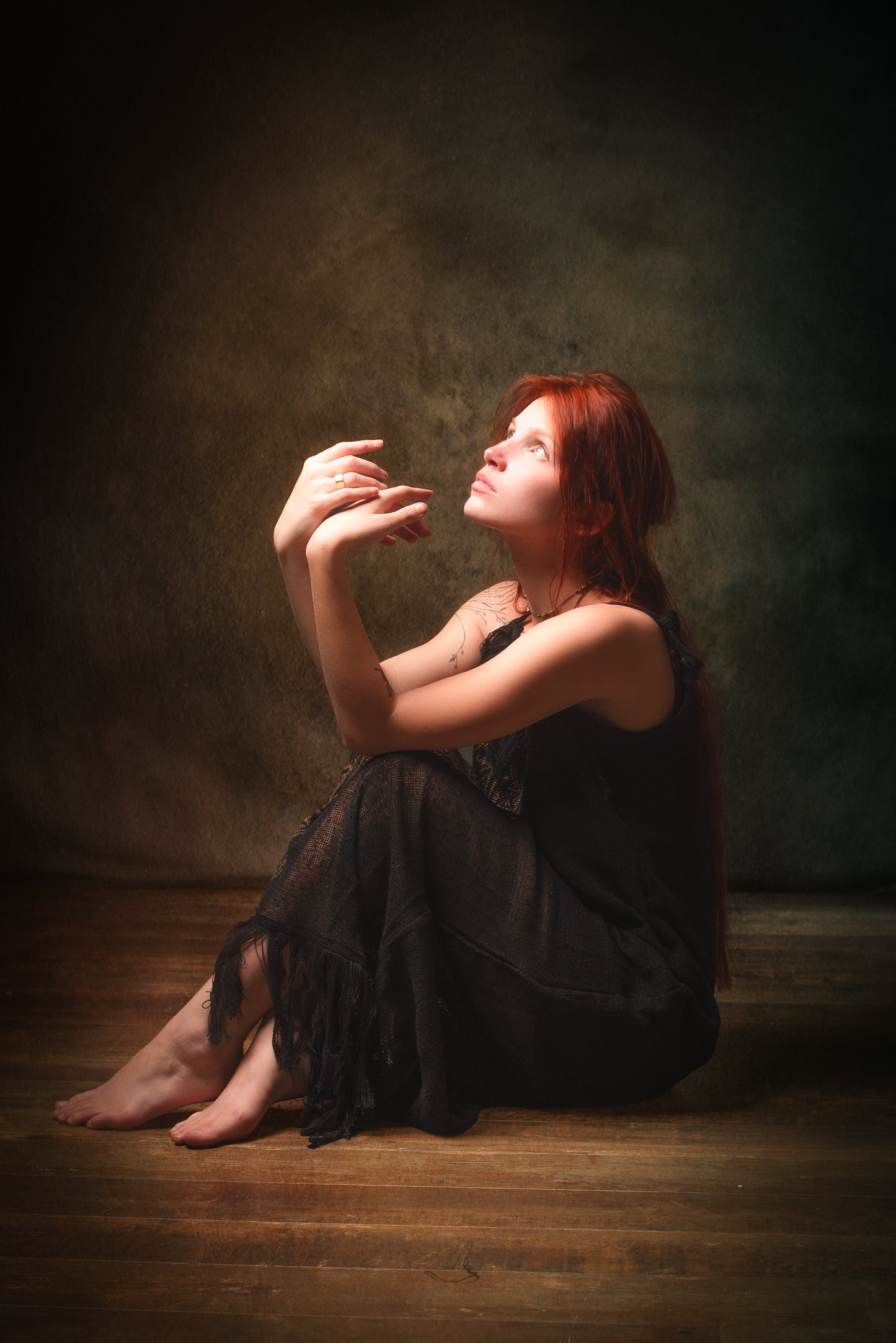 ORENDA Evening Maxi Dress Black Ankle Length Natural Dyed Cotton Block Printed Patterns Ceremony Fairy Gypsy Boho Festival AJJAYA