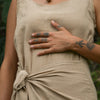 SOFI Wrap Dress Light Brown Soft Breathable Natural Cotton Festival Ritual Resort Womens Boho Wear AJJAYA