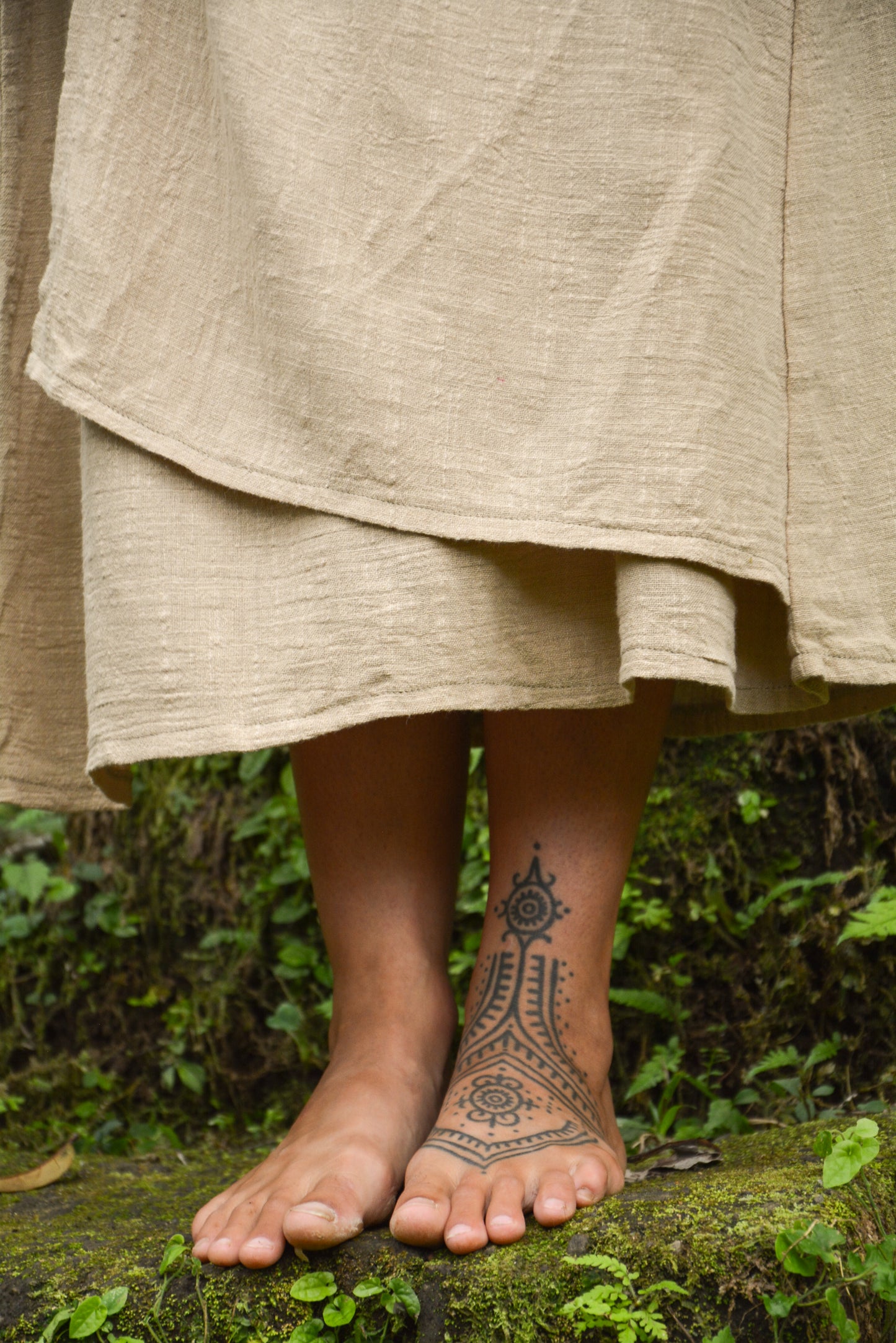 SOFI Wrap Dress Grey Soft Breathable Natural Cotton Festival Ritual Resort Womens Boho Wear AJJAYA