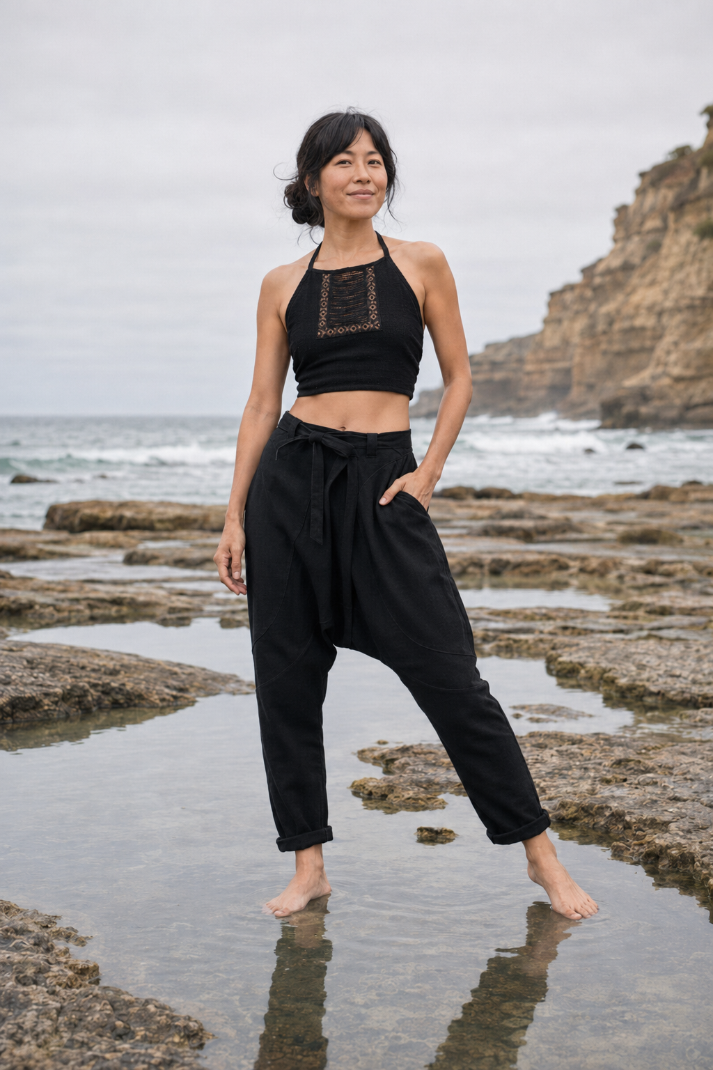 Womens Drop Crotch Afghani Harem Pants Black