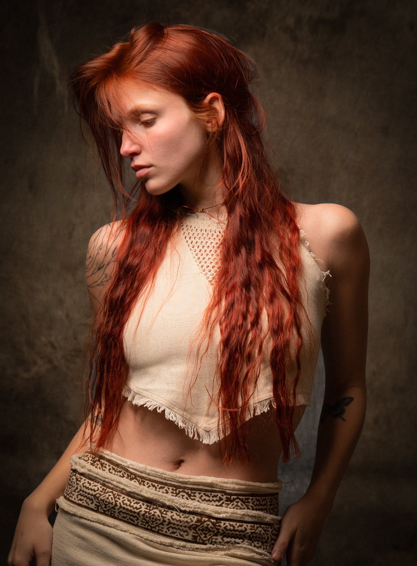 NADYA Crop Top Black Open Back Sleeveless Natural Cotton Tank Shirt Festival Ceremony Tribal Fairy Boho AJJAYA