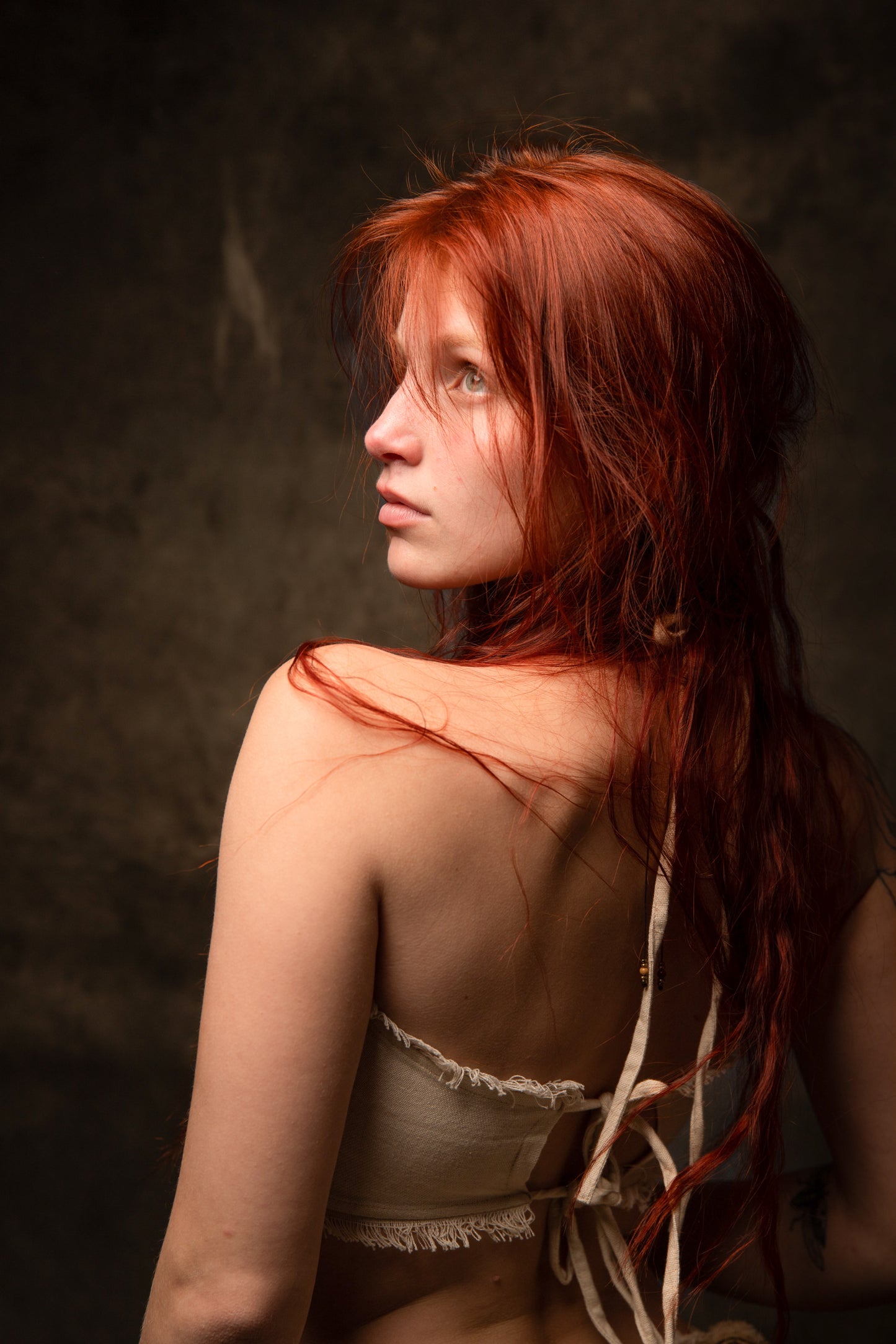 NADYA Crop Top Beige Open Back Sleeveless Natural Cotton Tank Shirt Festival Ceremony Tribal Fairy Boho AJJAYA