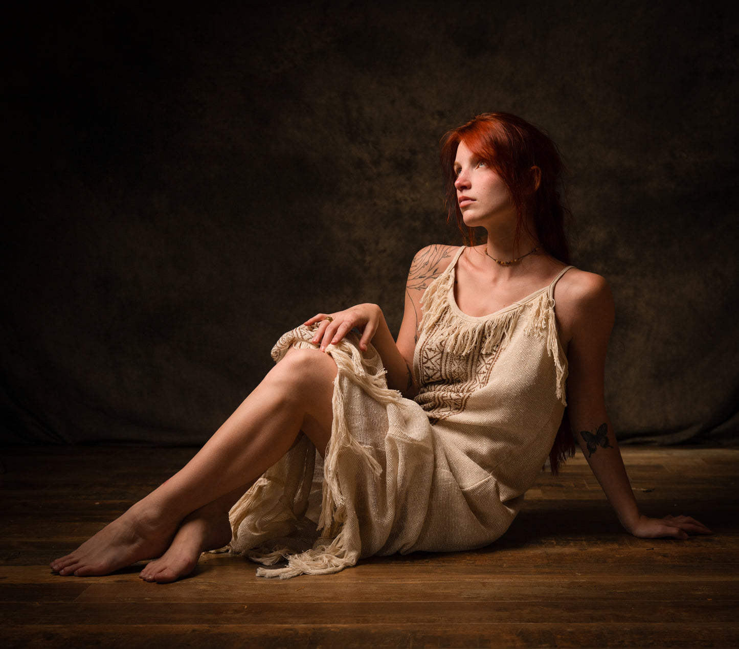 ORENDA Evening Maxi Dress Beige Ankle Length Natural Dyed Cotton Block Printed Patterns Ceremony Fairy Gypsy Boho Festival AJJAYA