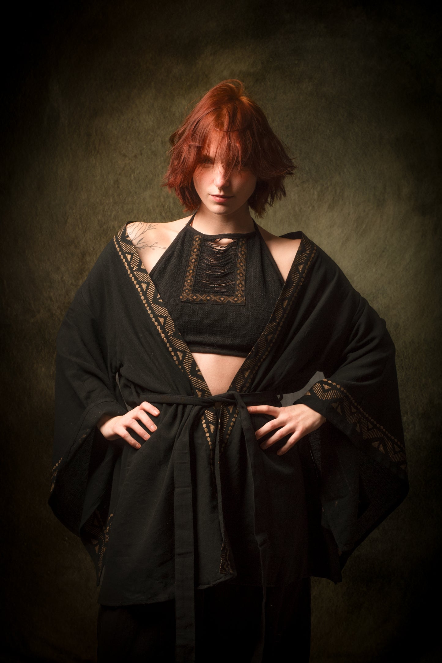 رداء كيمونو قطني أسود من NAAMI لفافة خفيفة ناعمة مصبوغة بنمط طبيعي بنقشات مطبوعة وحفلات شاطئ بوهو وصيف ربيع أججايا