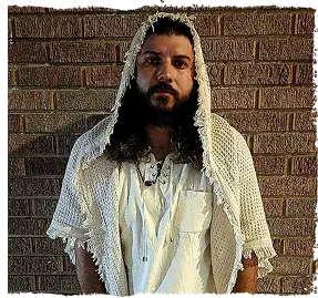 WIZARD Mens Hooded Kimono Vest Ivory