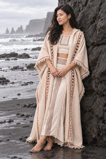 MAGOS Kimono Robe Womens Vest Ivory Beige