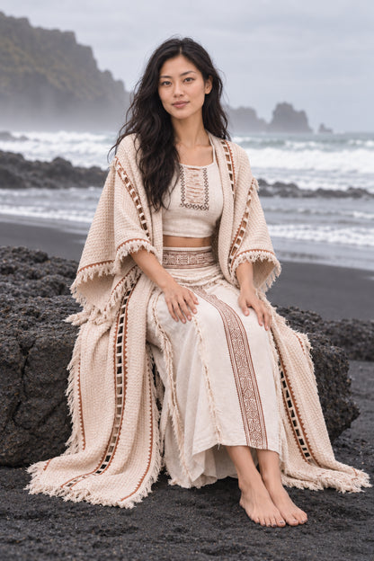 MAGOS Kimono Robe Womens Vest Ivory Beige