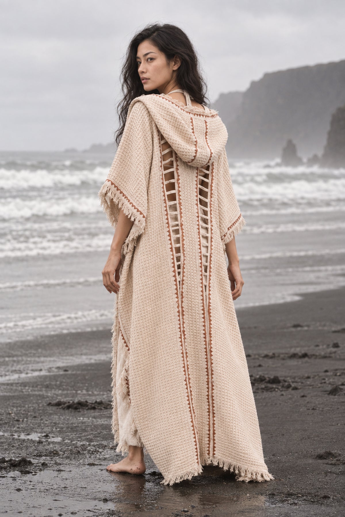 MAGOS Kimono Robe Womens Vest Ivory Beige