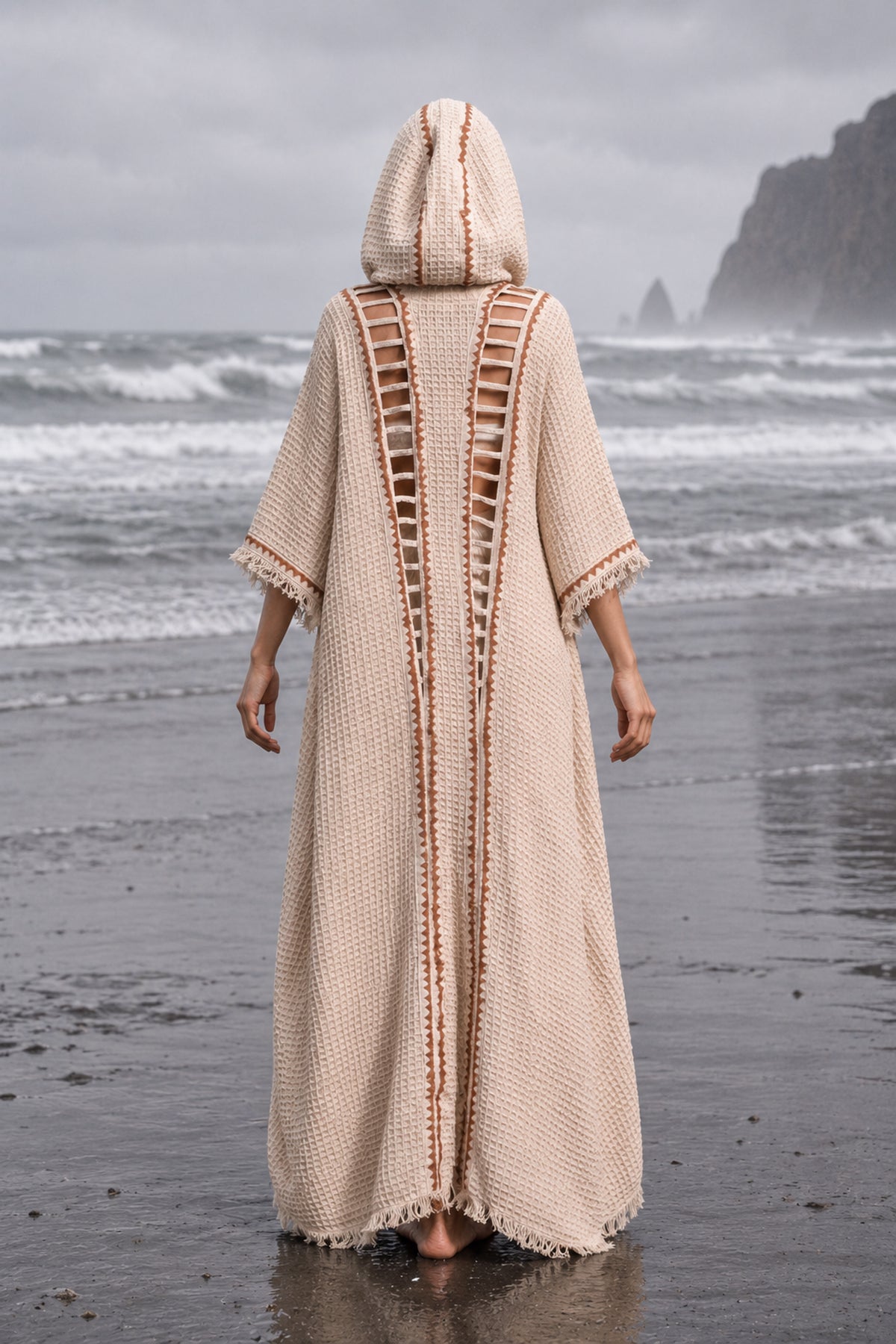 MAGOS Kimono Robe Womens Vest Ivory Beige