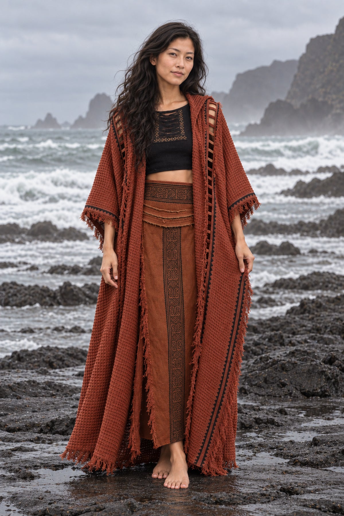 MAGOS Kimono Robe Womens Vest Rustic Orange