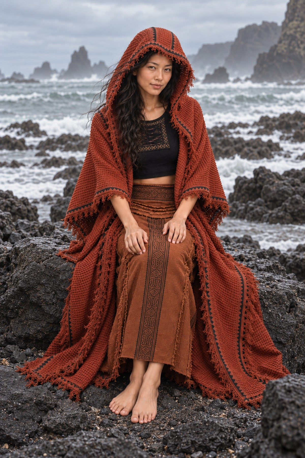 MAGOS Kimono Robe Womens Vest Rustic Orange