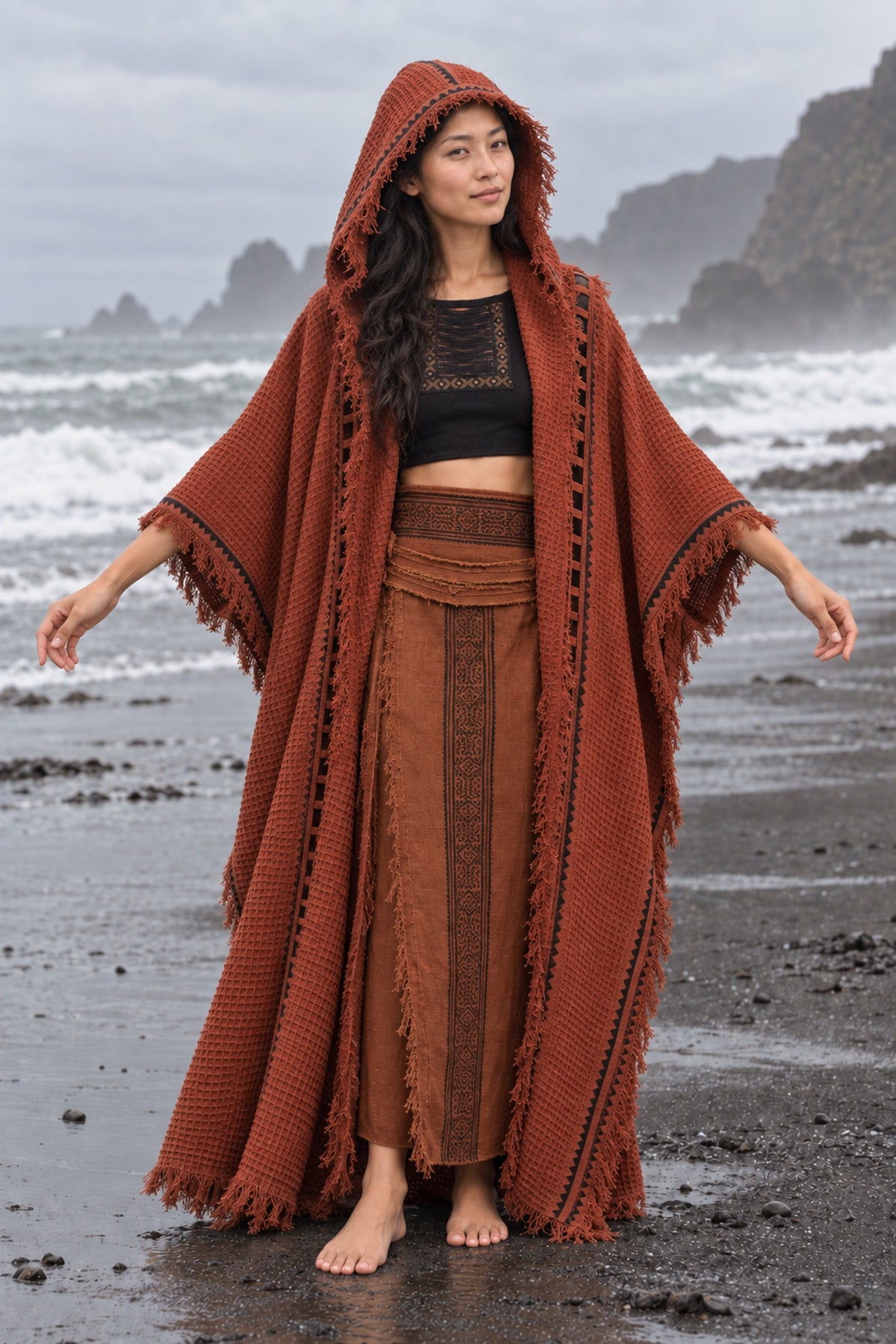MAGOS Kimono Robe Womens Vest Rustic Orange