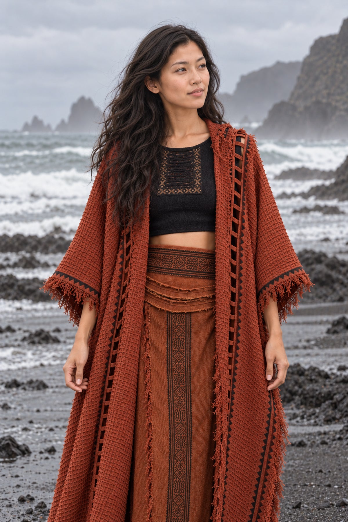 MAGOS Kimono Robe Womens Vest Rustic Orange