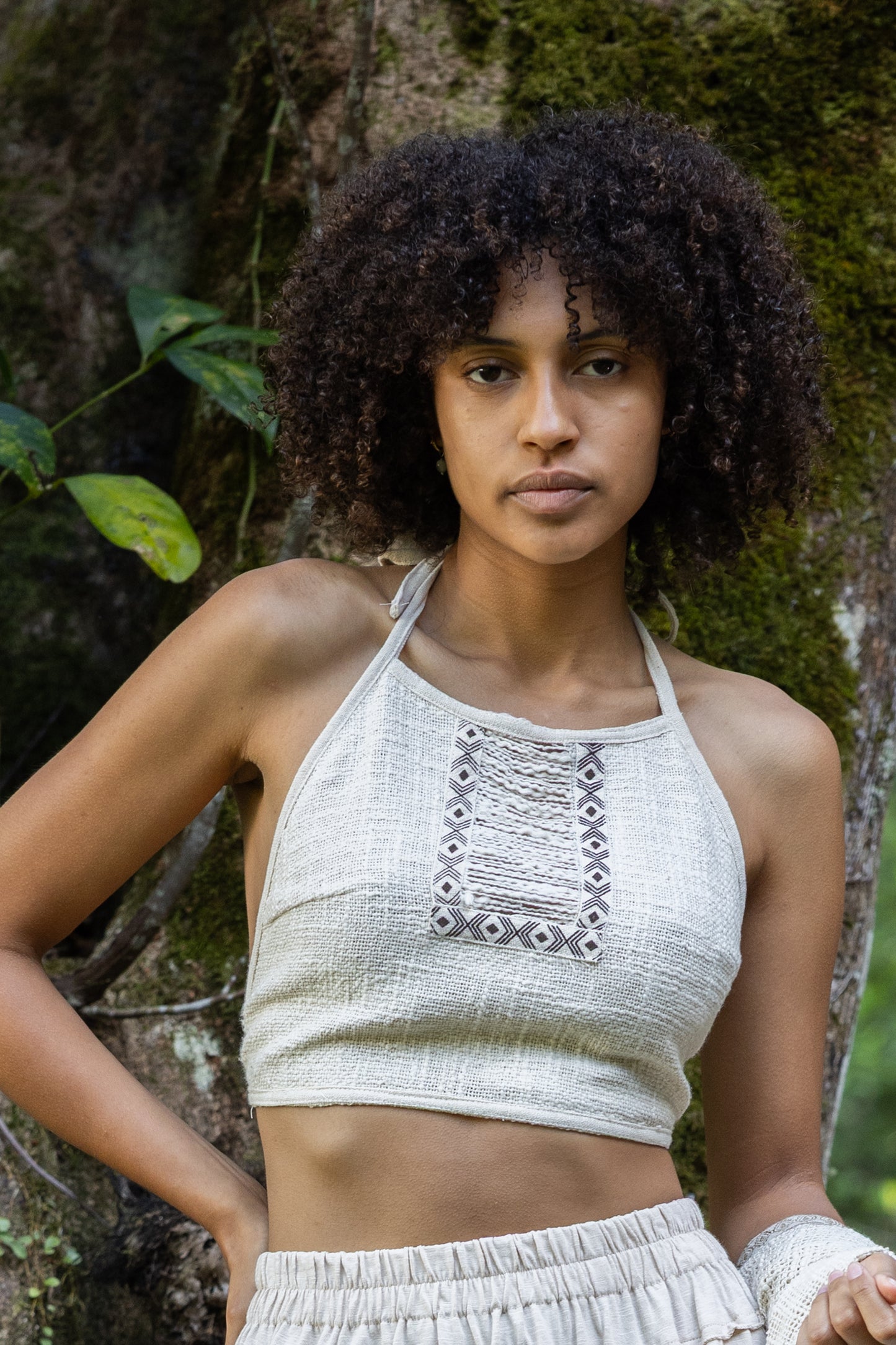EIRINI Crop Top Yoga Rust Sleeveless Natural Cotton Tank Shirt Festival Ceremony Tribal Fairy Boho AJJAYA