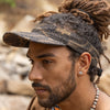 SHIPISOR Schwarze Visier-Dreadlock-Kappe mit Shipibo-Mustern Naturbaumwolle Verstellbarer Riemen Tribal Festival Zeremonie Ritual AJJAYA