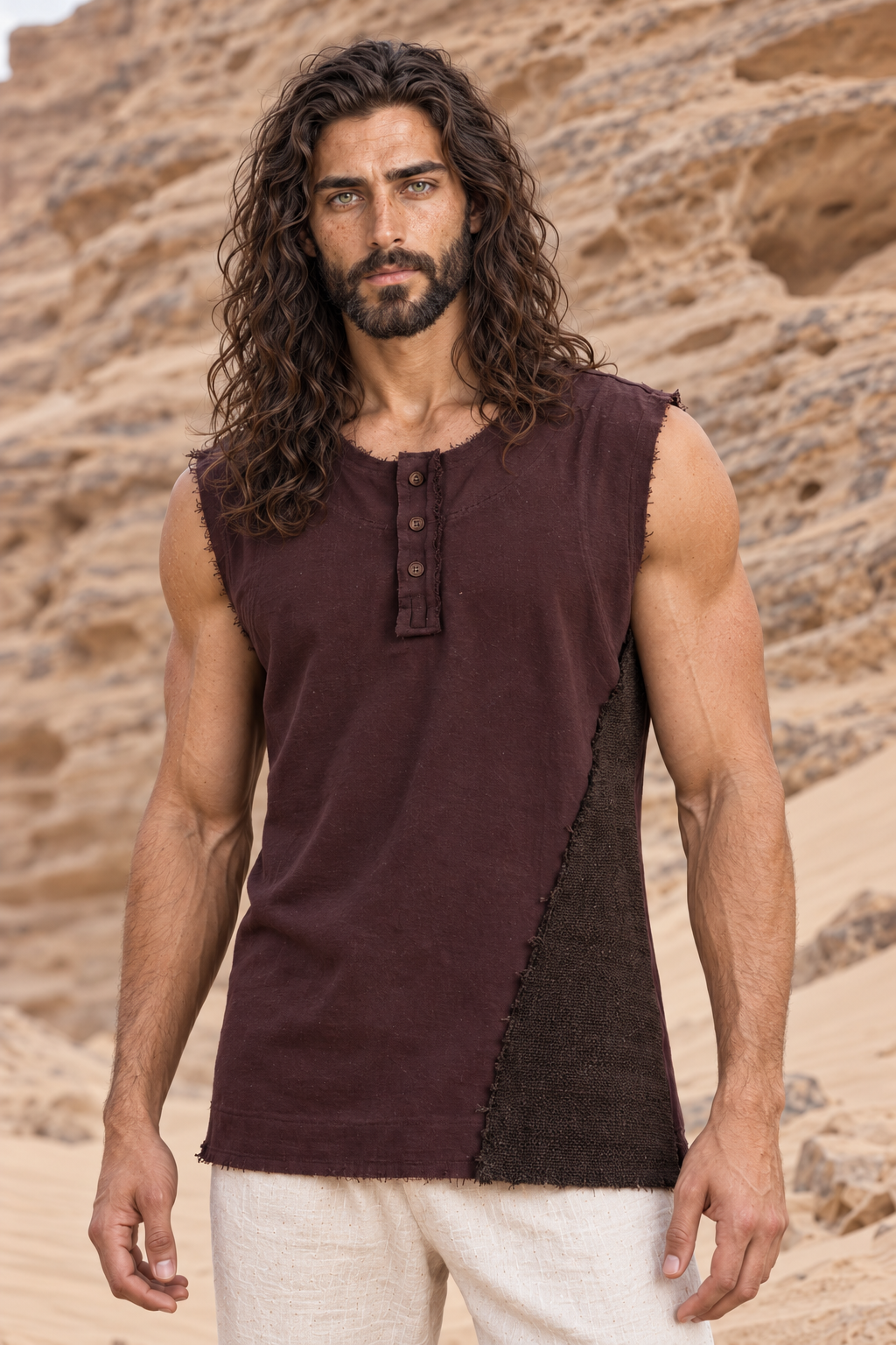 NEO TANK Mens Handmade Tank Top Brown