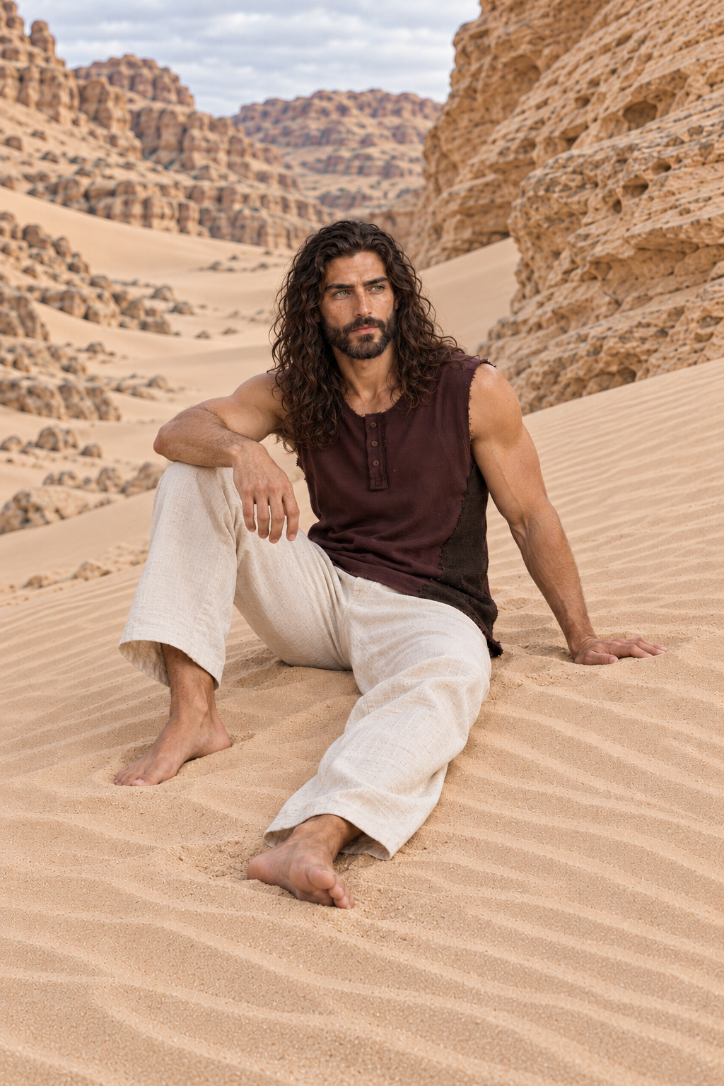 NEO TANK Mens Handmade Tank Top Brown