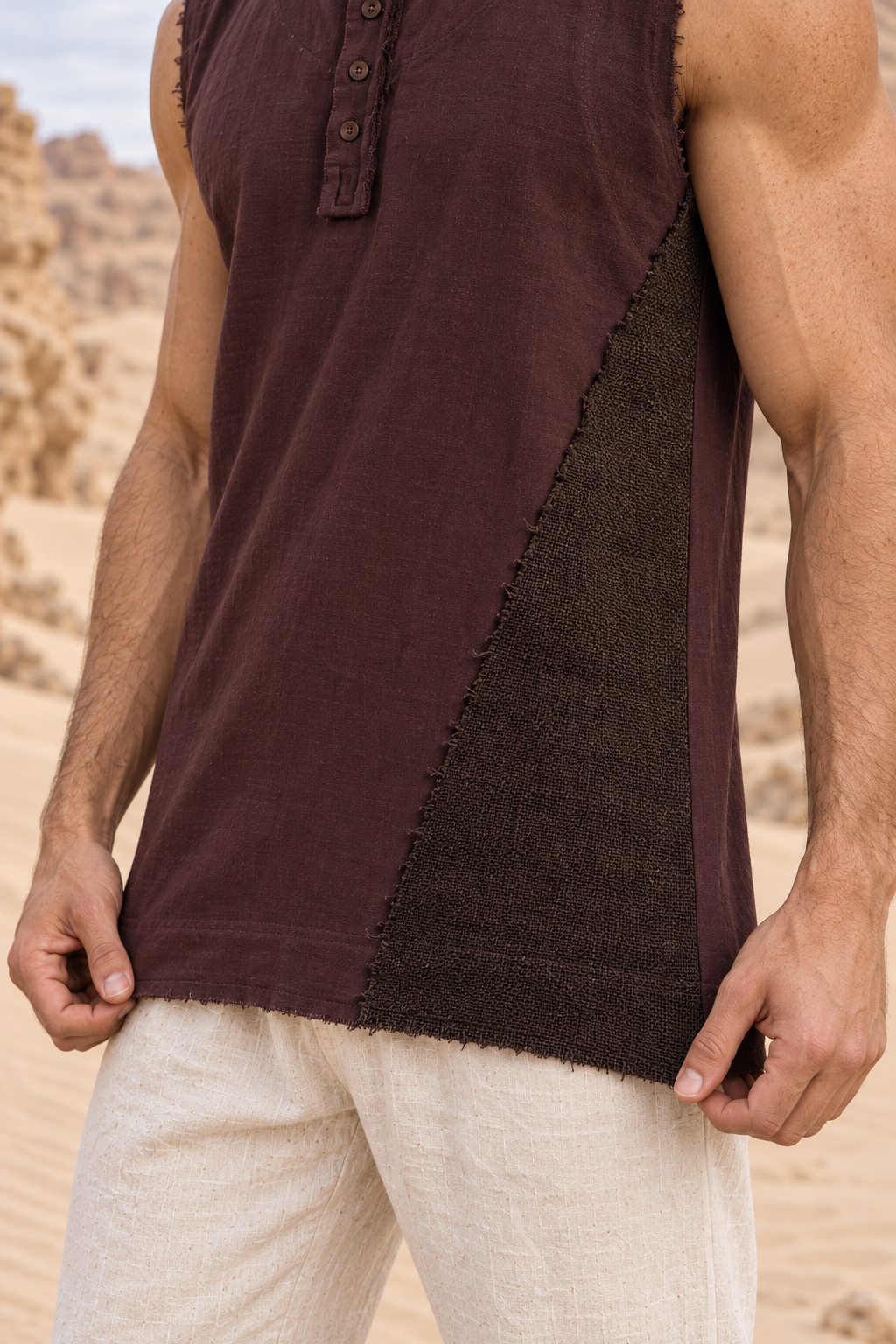 NEO TANK Mens Handmade Tank Top Brown
