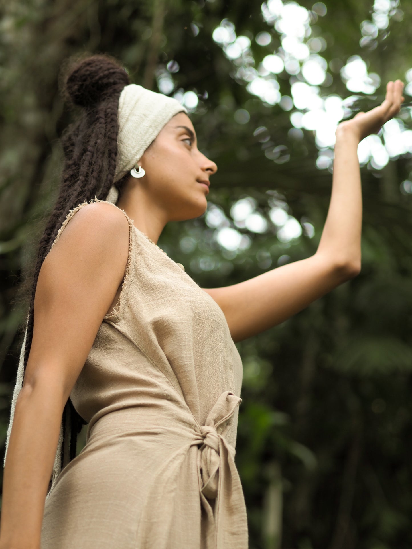 SOFI Wrap Dress Light Brown Soft Breathable Natural Cotton Festival Ritual Resort Womens Boho Wear AJJAYA