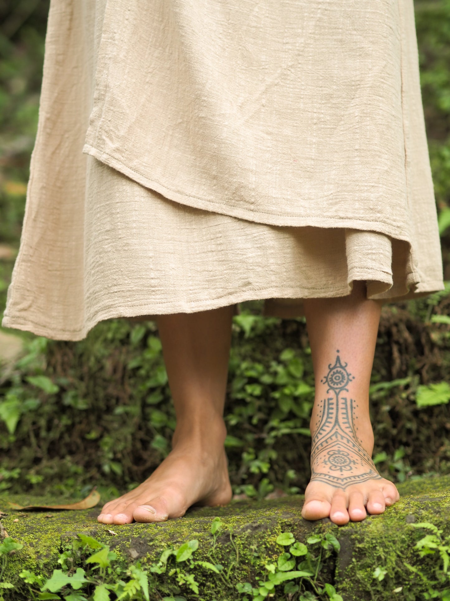 SOFI Wrap Dress Light Brown Soft Breathable Natural Cotton Festival Ritual Resort Womens Boho Wear AJJAYA