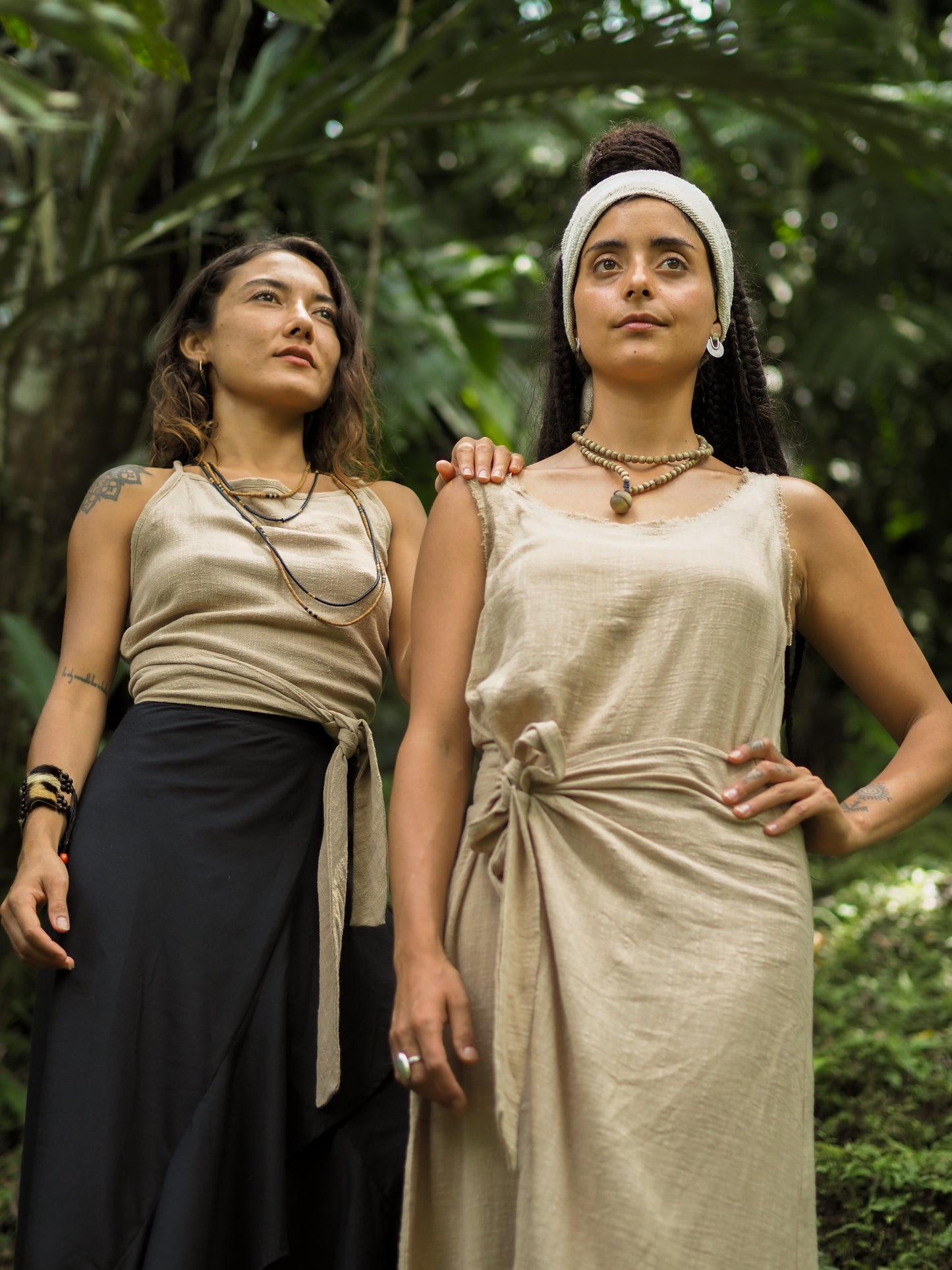 SOFI Wrap Dress Light Brown Soft Breathable Natural Cotton Festival Ritual Resort Womens Boho Wear AJJAYA