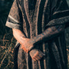CHAMA Black Handmade Shamanic Poncho Ceremony Ritual Scared Shipibo Patterns and Tribal Block Printed Decorations Festival AJJAYA