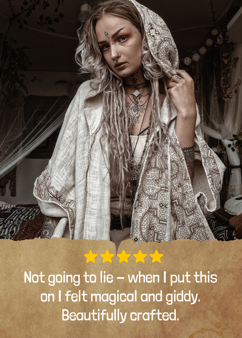 Ayawa Women's Beige Cream Kimono Cape with Hood