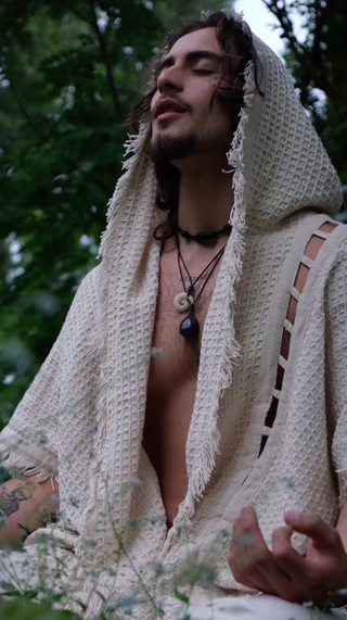 The underestimated importance of Expression ↓ is wearing WIZARD 男式连帽和服背心象牙色米色部落仪式仪式吉普赛节日魔术仪式炼金术原始狂欢波西米亚土 AJJAYA