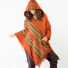 Damen Poncho Dunkelgrau Große Kapuze Yak Wolle Tribal Stickerei Boho Muster Gypsy Alternative Wild Festival Rave Mexican Primitive AJJAYA