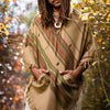 HODDI Mens Hooded Poncho Tribal Beige