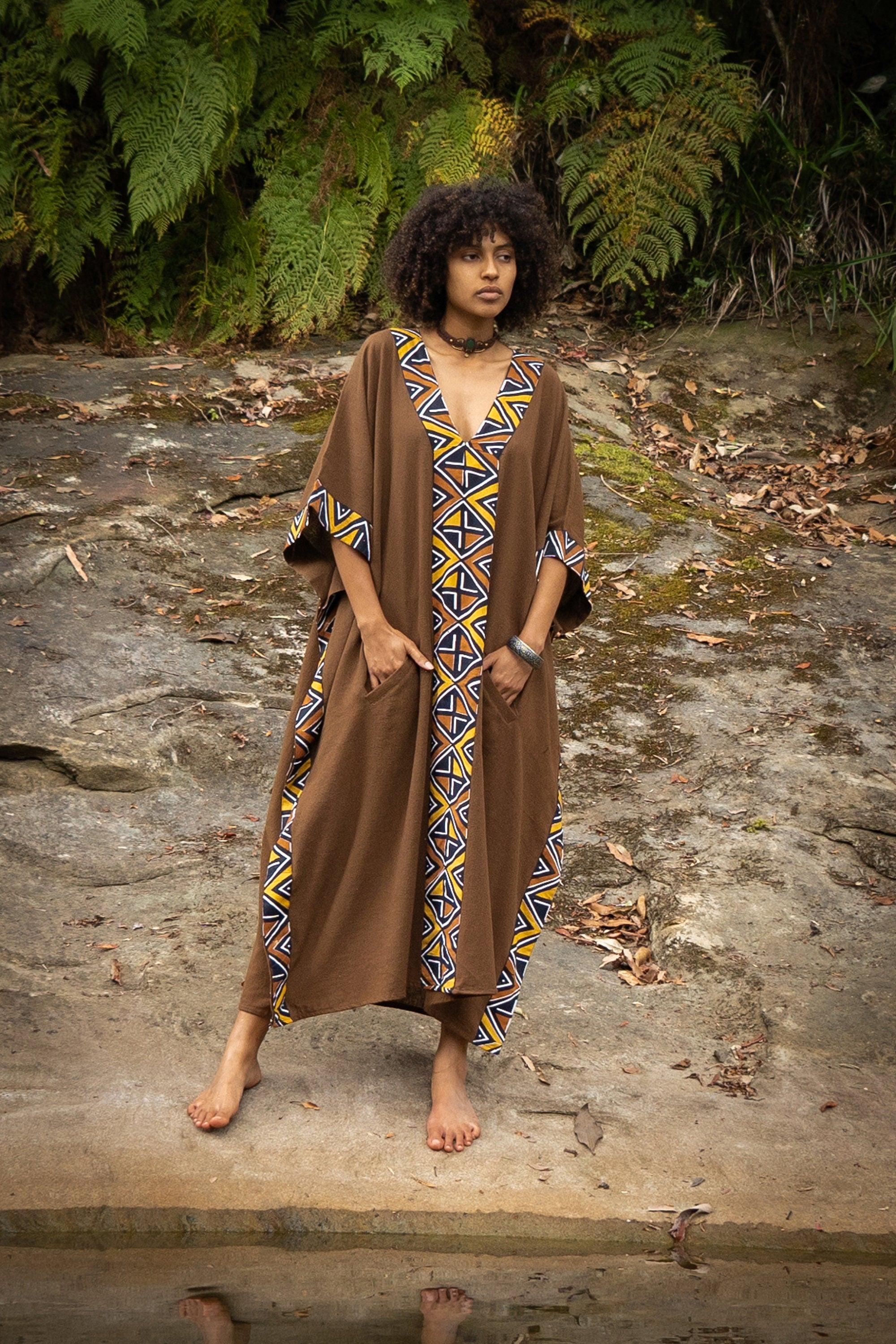KAFATU Womens Black Kaftan Dress Maxi African Tribal – AJJAYA