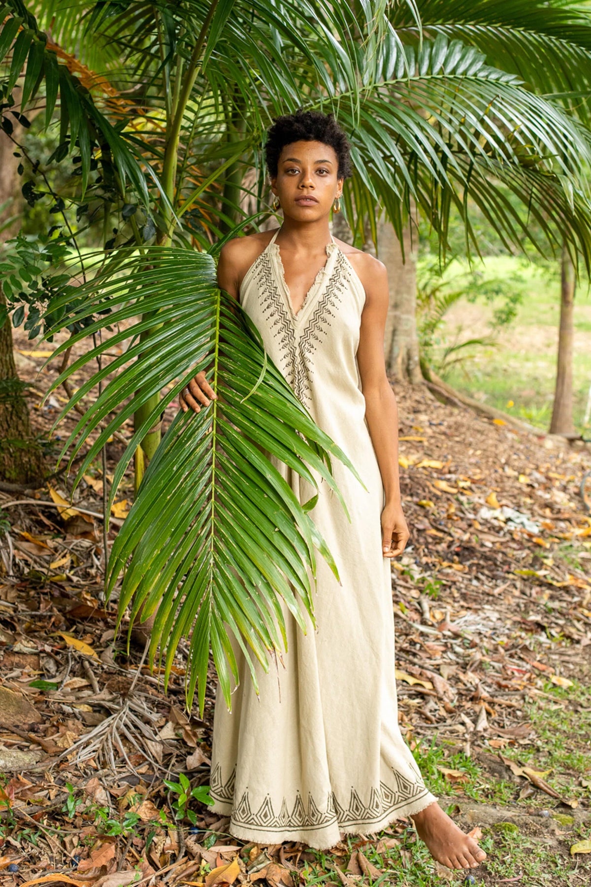 long cream boho dress SELENA Goddess Beige Maxi Open Back Cotton Festival Na – AJJAYA Halterneck Ruched Detail Fitted Size:0-18 xx2.10.26pmfds this dress is perfect