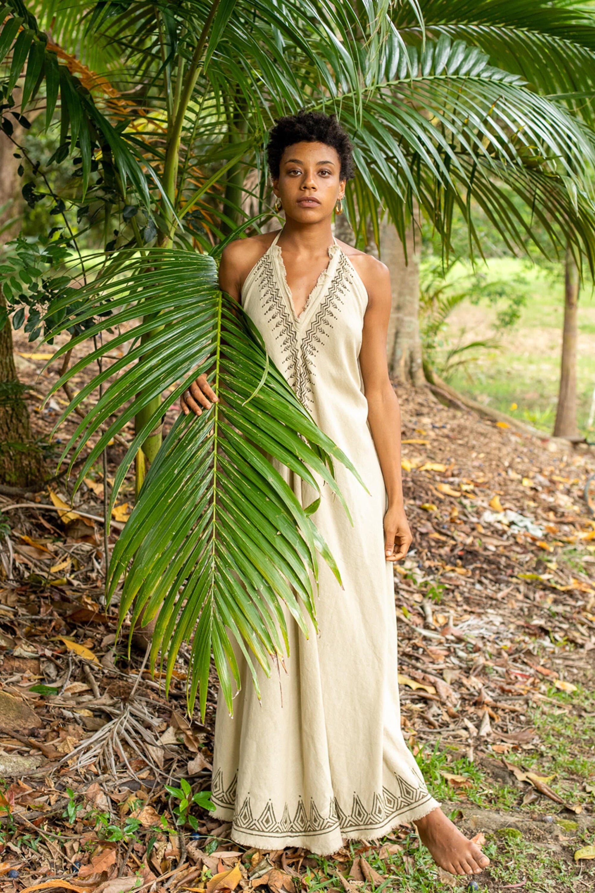 SELENA Long Dress Goddess Sage Green Maxi Open Back Cotton AJJAYA SELENA Long Dress Goddess Sage Green Maxi Open Back Cotton AJJAYA