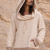 SUKKUN Mens Hoodie Jumper Block Printed Beige