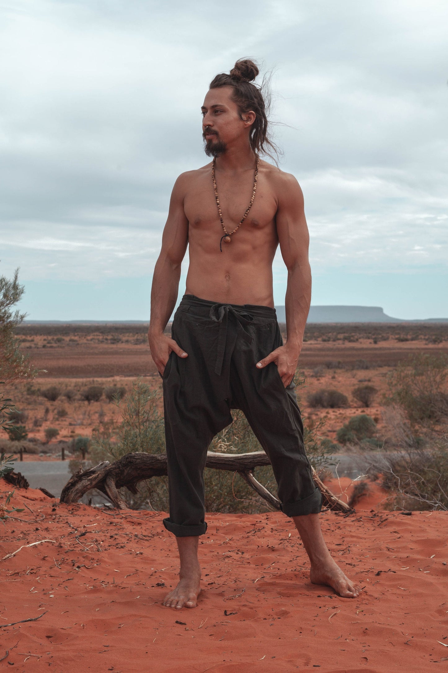 男士裤子棕色阿富汗后宫吊裆，原始手工制作舒适瑜伽吉普赛波西米亚风