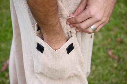 Handmade Aladdin Mens Ashtanga Harem Alibaba Yoga Afghani Pants, Hemp Beige Colour with pocket trousers comfortable tai chi kong fu