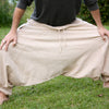 Handmade Aladdin Mens Ashtanga Harem Alibaba Yoga Afghani Pants, Hemp Beige Colour with pocket trousers comfortable tai chi kong fu