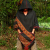 SAMADHI Handmade Grey Poncho with Hoodie YAK Wool and Acrylic Wool Blend Earthy Tribal Pattern Festival Gypsy AJJAYA Mens Natural Shamanic