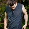 Top de festival negro hecho a mano para hombres Neo Gypsy sin mangas Earthy Tribal Tank Top, Tank Jungle Cotton Open V Neck Rave AJJAYA Nomadic Primitive