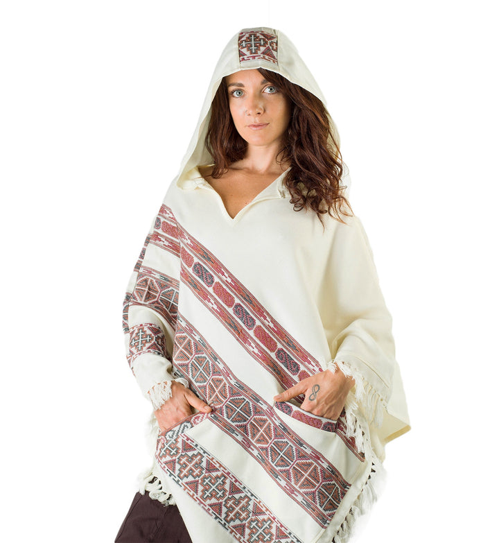 Women's Poncho with Large Hood, Yak Wool