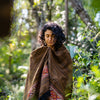 JHANA Meditation Prayer Shawl Blanket Cosy Bronze and Black Cashmere Yak Wool and Acrylic Wool Tibetan Tribal Celtic Embroidery Zen AJJAYA