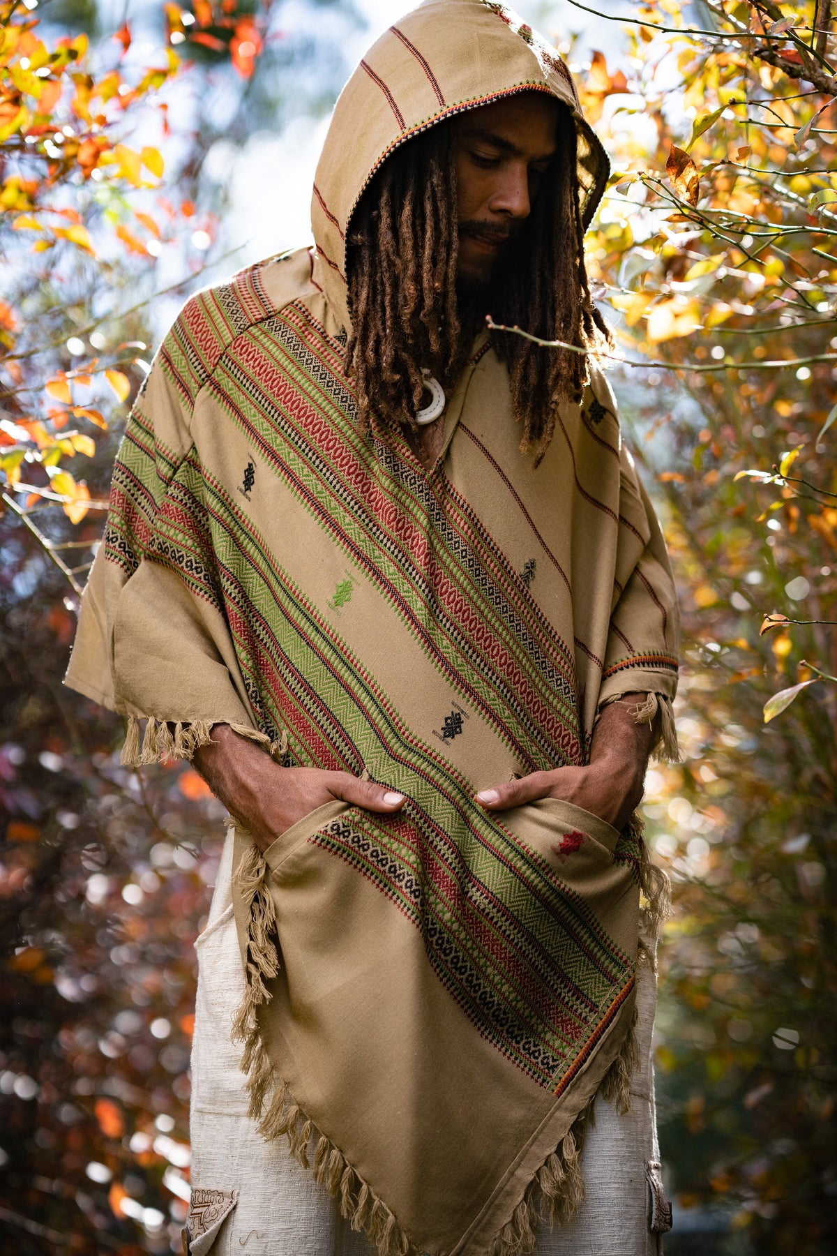 Poncho Chaud Pour Homme - Cape En Laine Mexicaine Alpaga - Veste Cowboy Hippie Chic Automne Hiver