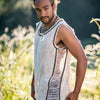 Mens Sleeveless Tank Top DHATU Cotton Shirt Slashed Open Sides Beige Semi See Through Breathable Tribal Gypsy Alternative Festival AJJAYA