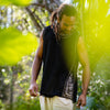 Mens Sleeveless Tank Top DHATU Cotton Shirt Slashed Open Sides Black Semi See Through Breathable Tribal Gypsy Alternative Festival AJJAYA