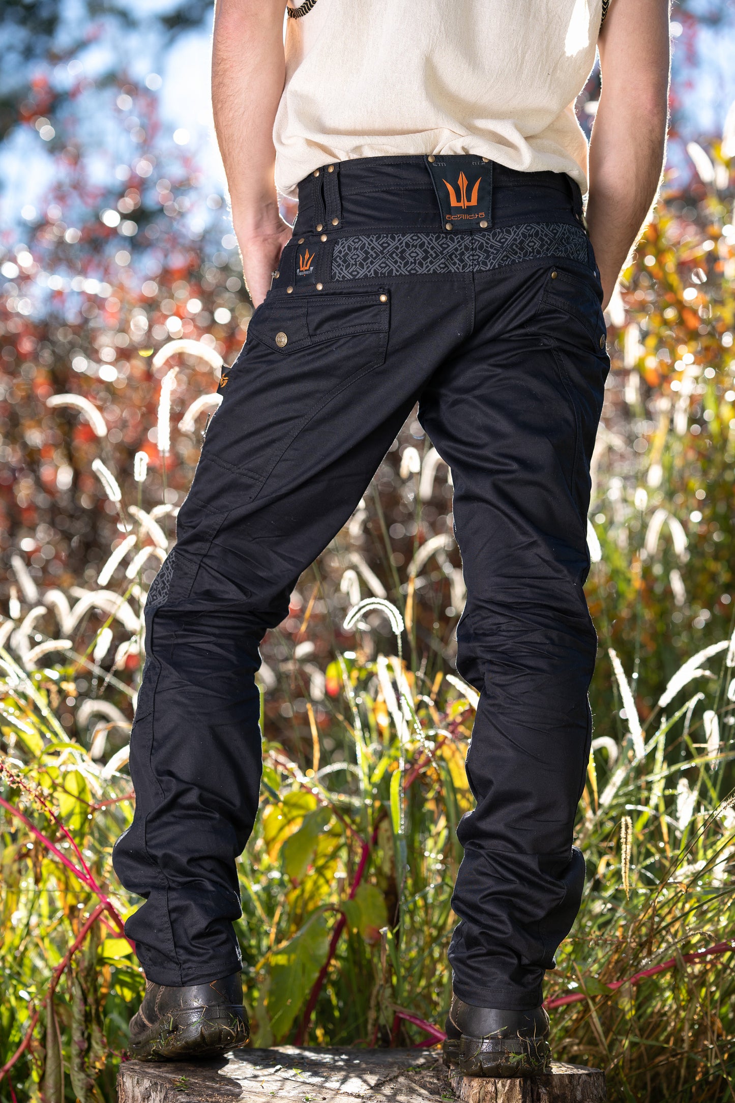 Osmosis 黑色工装男式部落裤子长款实用战术功能多口袋部落装备狂欢舒适燃烧后宫裤 AJJAYA
